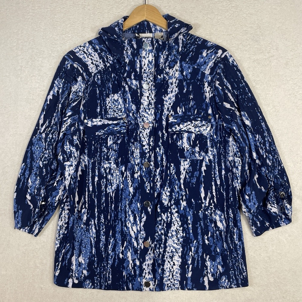 Zenergy By Chico's Neema Gulf Splash Zazu Jacket Womens Size 2 Large Brisk Blue - Picture 3 of 9